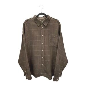 VTG‎ Magee Donegal Irish Linen Shirt XL Made in Ireland Chocolate Brieon Brown